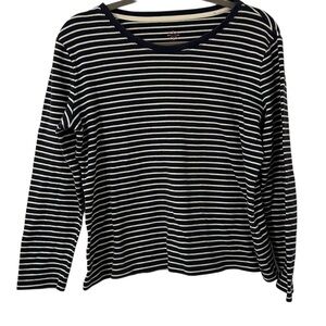 Dark Navy Blue & White Stripe Design Top Shirt Isaac Mizrahi Women’s Size Medium
